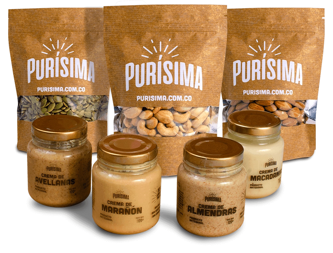 mantequilla de mani natural, frutos secos y semillas