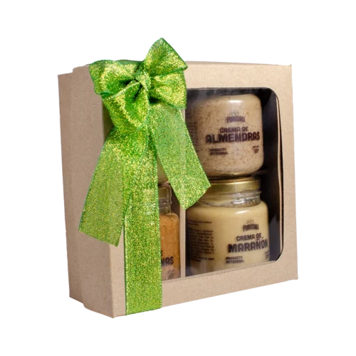 caja de regalo saludable con cremas de frutos secos pequeña