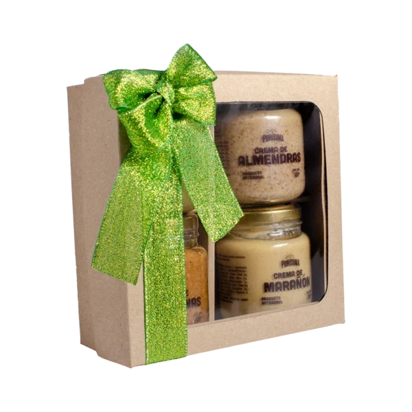 caja de regalo saludable con cremas de frutos secos pequeña